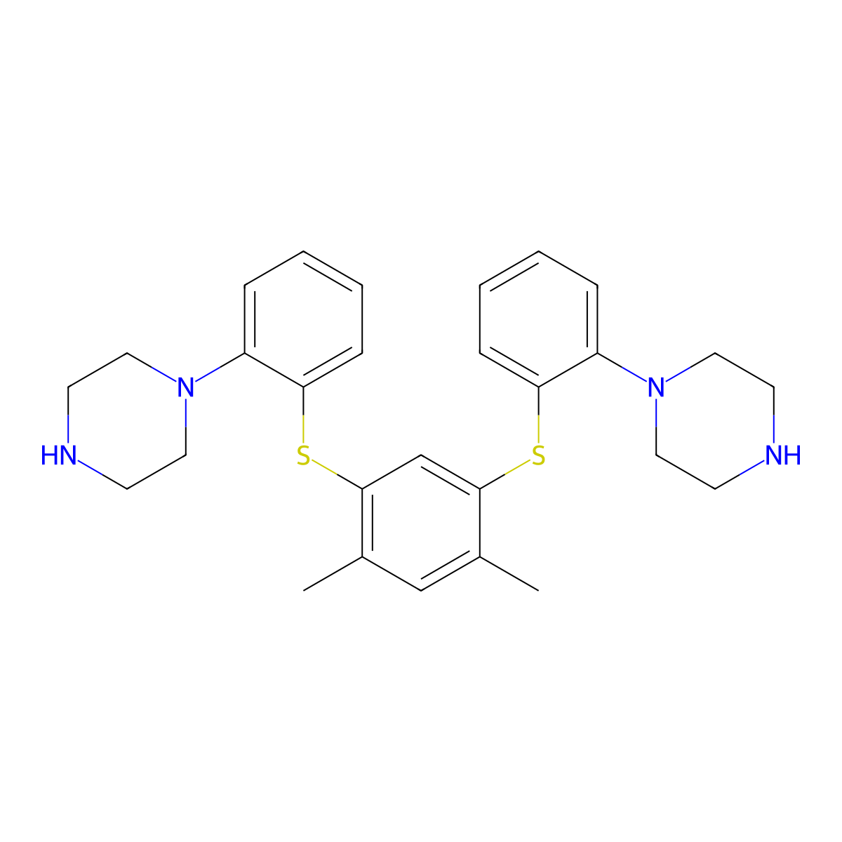 1,1'-[(4,6-Dimethyl-1,3-phenylene)bis(thio-2,1-phenylene)]bis[piperazine] molecular structure, CAS 2099147-02-9