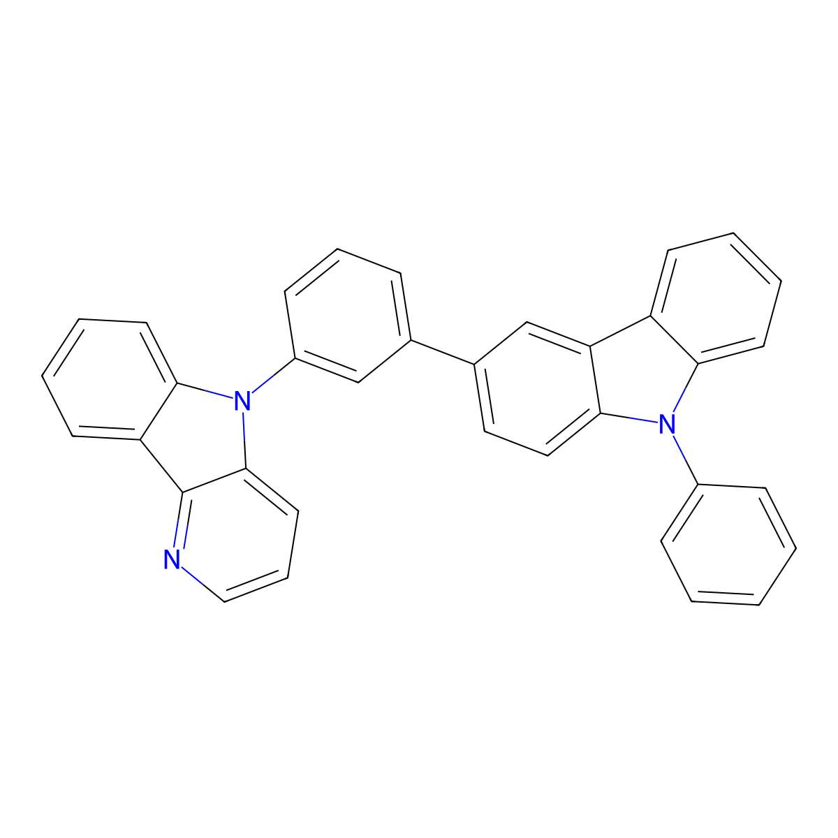 9-phenyl-3-(3-{5H-pyrido[3,2-b]indol-5-yl}phenyl)-9H-carbazole molecular structure, CAS 2099149-76-3