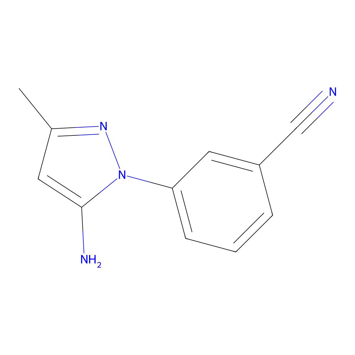 3-(5-amino-3-methyl-1H-pyrazol-1-yl)Benzonitrile molecular structure, CAS 209918-89-8