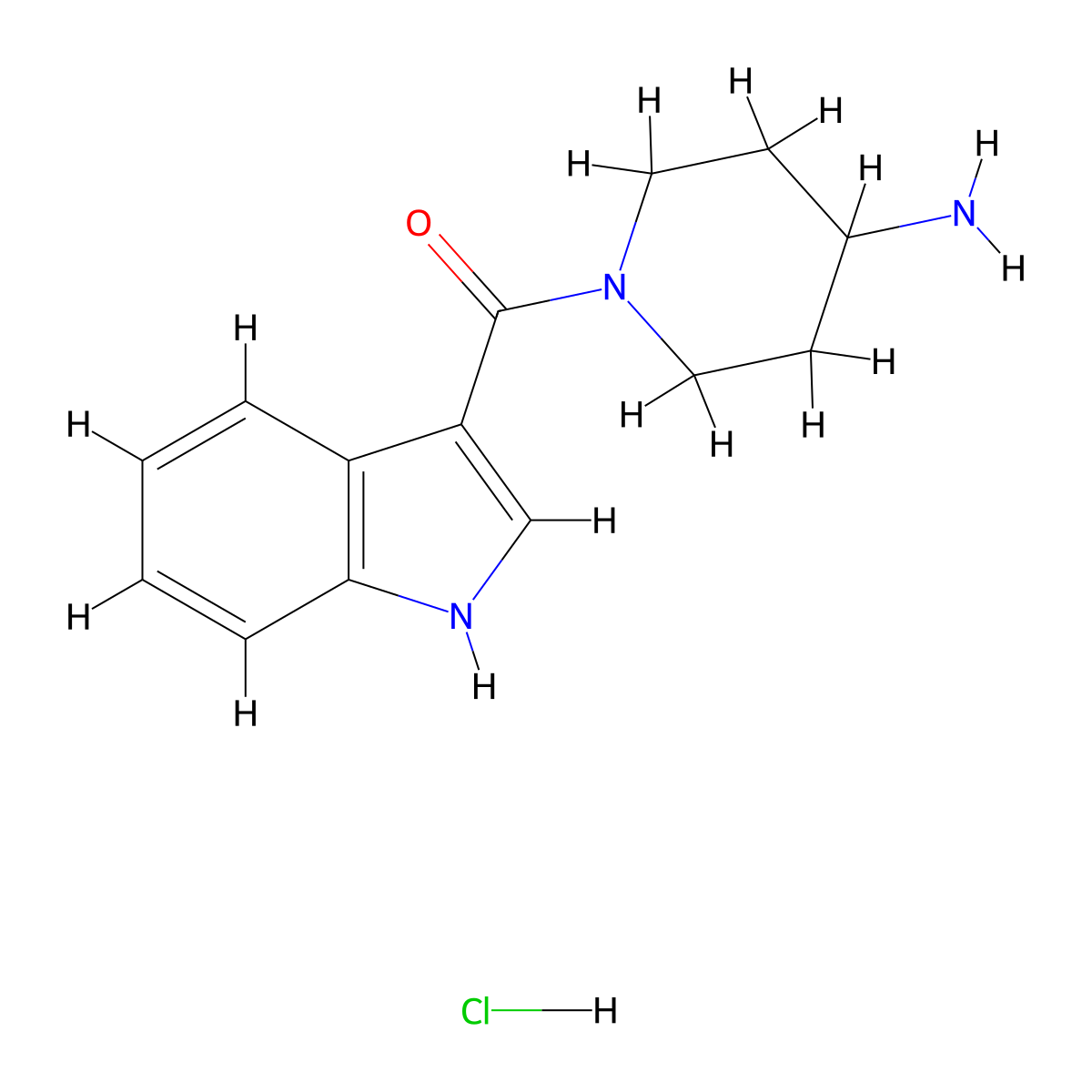 (4-aminopiperidin-1-yl)(1H-indol-3-yl)methanone hydrochloride molecular structure, CAS 209920-21-8