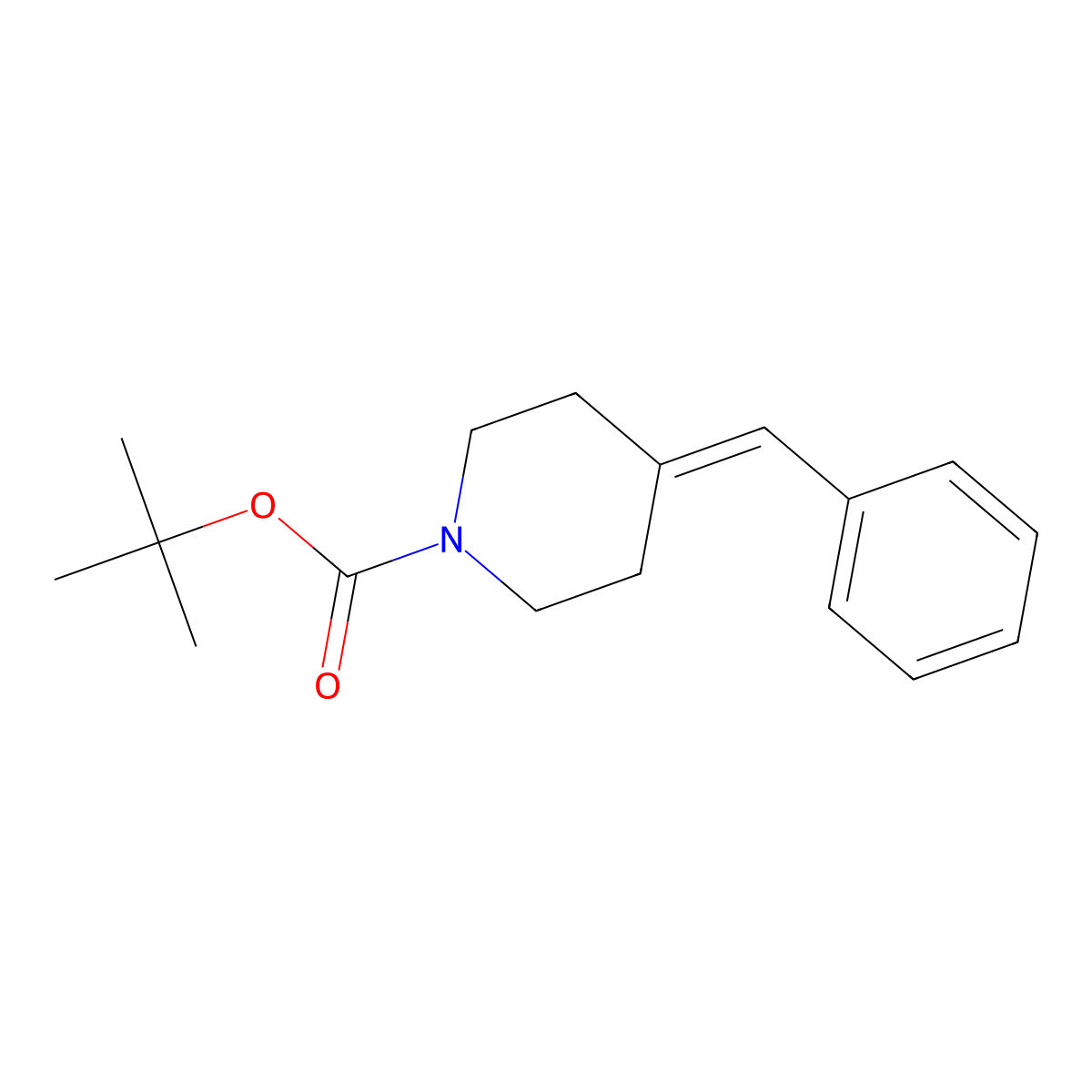 Tert-butyl 4-benzylidenepiperidine-1-carboxylate molecular structure, CAS 209920-41-2
