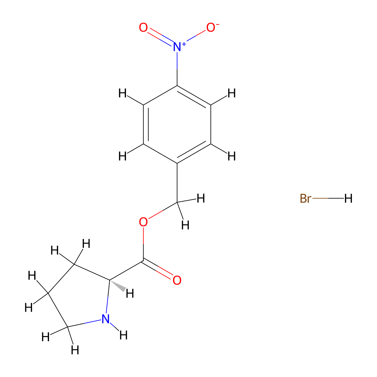 (S)-4-Nitrobenzyl pyrrolidine-2-carboxylate hydrobromide molecular structure, CAS 20994-74-5