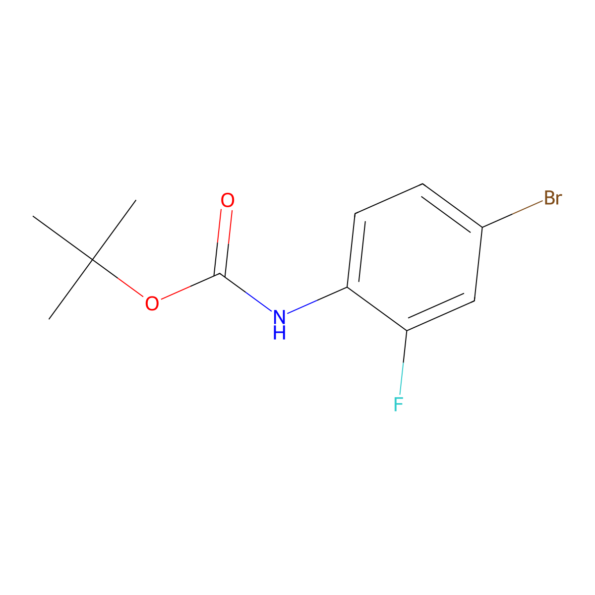 tert-butyl N-(4-bromo-2-fluorophenyl)carbamate molecular structure, CAS 209958-42-9
