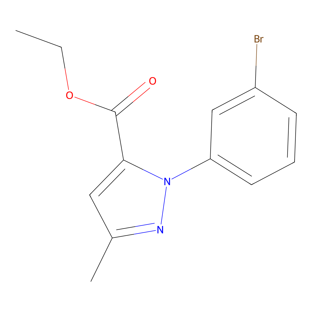 Ethyl 1-(3-bromophenyl)-3-methyl-1h-pyrazole-5-carboxylate molecular structure, CAS 209958-55-4