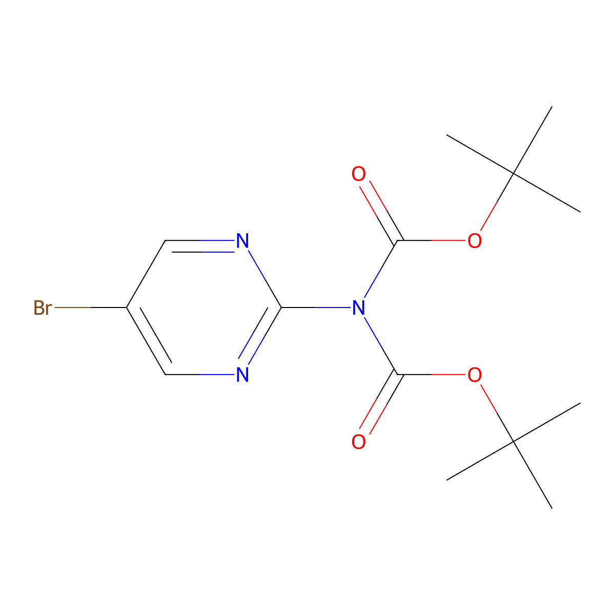 tert-butyl N-(5-bromopyrimidin-2-yl)-N-((tert-butoxy)carbonyl)carbamate molecular structure, CAS 209959-33-1