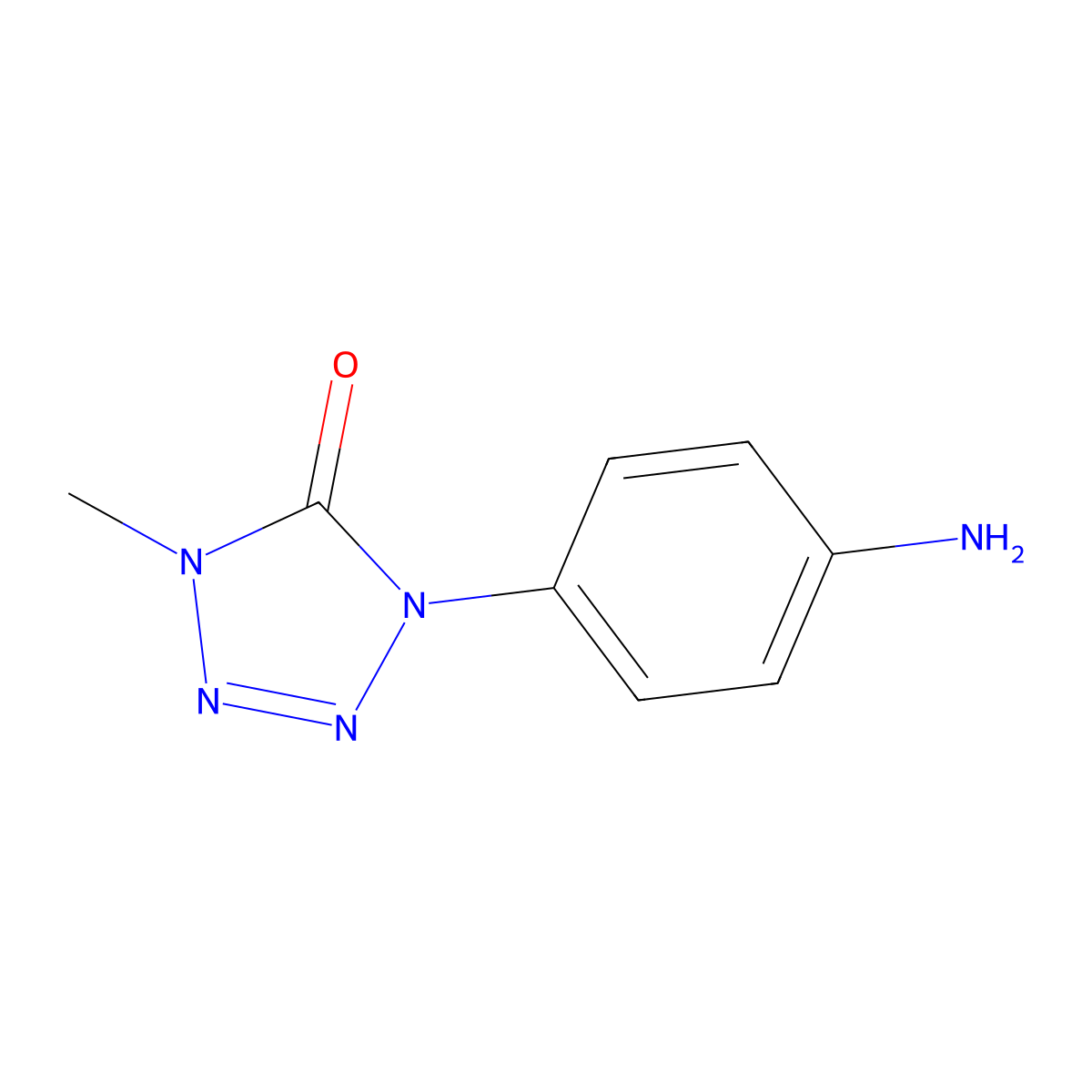 1-(4-aminophenyl)-4-methyl-4,5-dihydro-1H-1,2,3,4-tetrazol-5-one molecular structure, CAS 209959-73-9