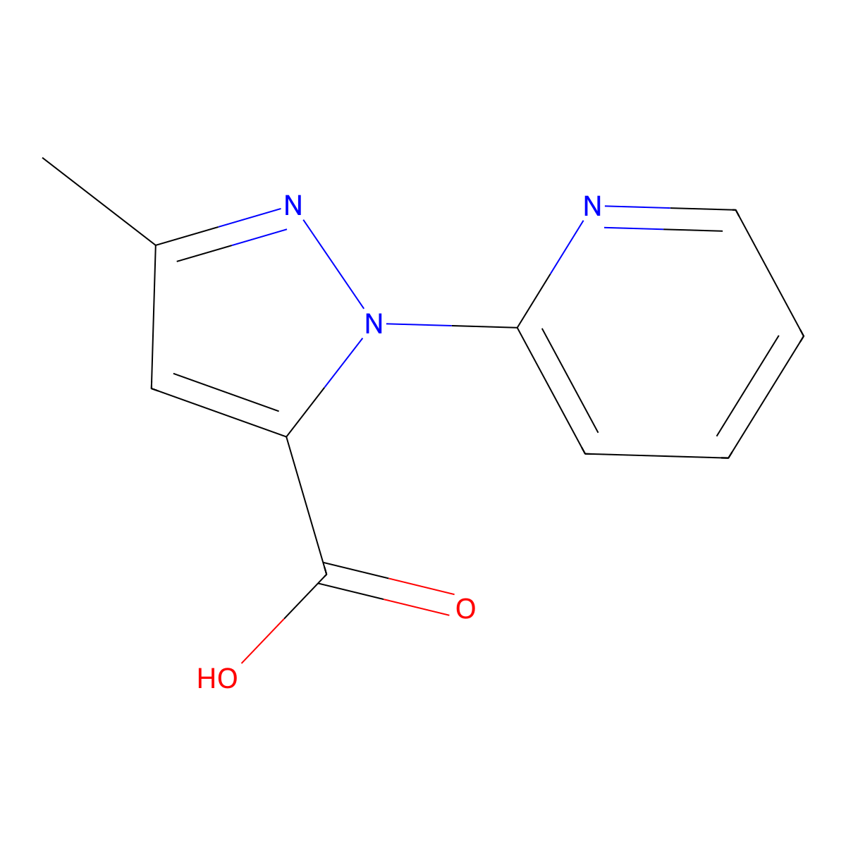 3-Methyl-1-(pyridin-2-yl)-1H-pyrazole-5-carboxylic acid molecular structure, CAS 209960-82-7