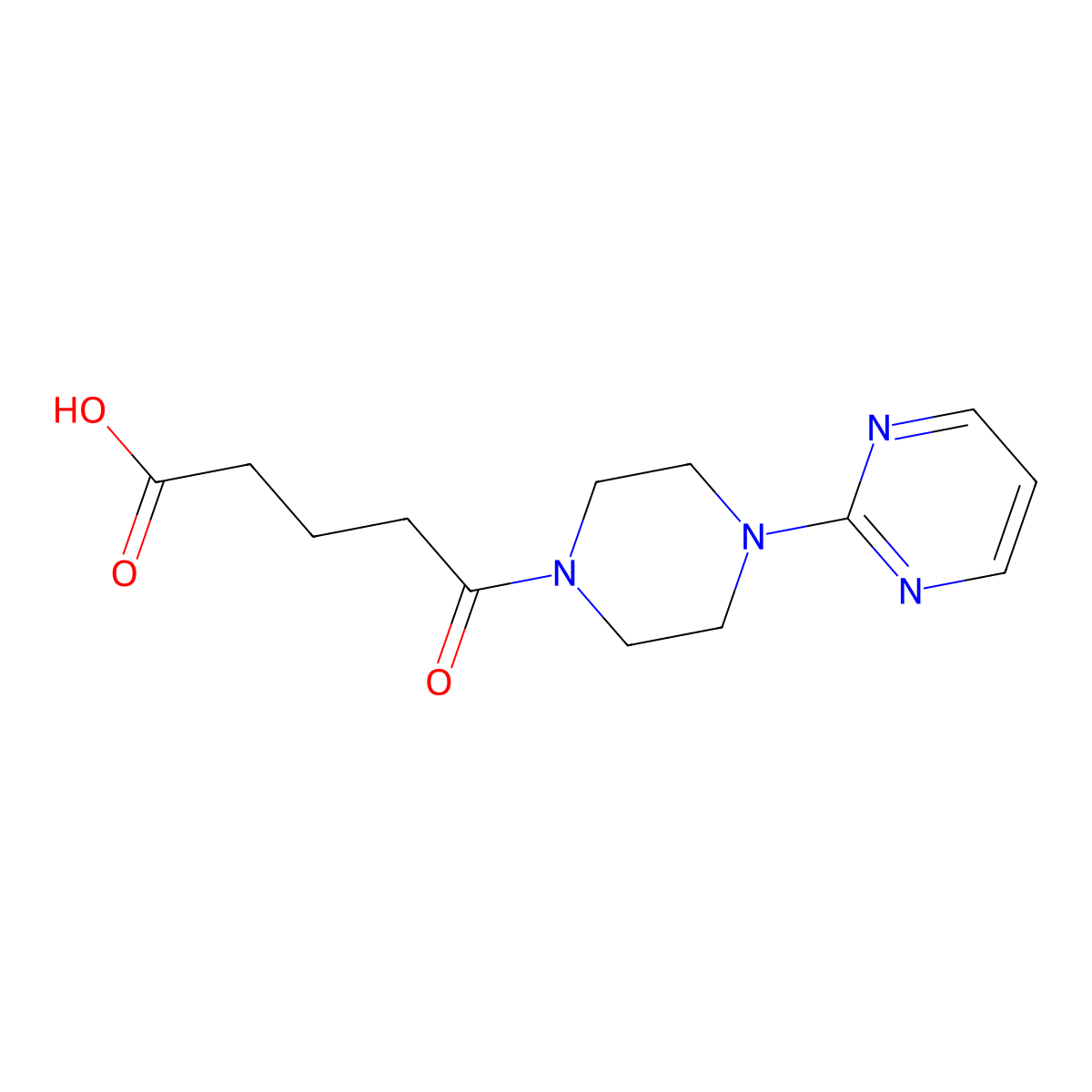 delta-Oxo-4-(2-pyrimidinyl)-1-piperazinepentanoic acid molecular structure, CAS 209961-25-1