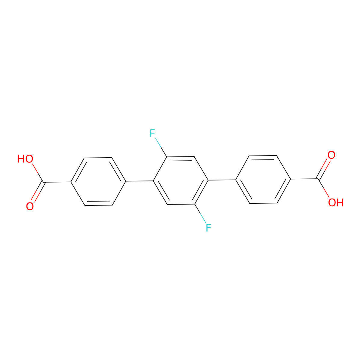 2',5'-Difluoro-[1,1':4',1''-terphenyl]-4,4''-dicarboxylic acid molecular structure, CAS 2099718-79-1