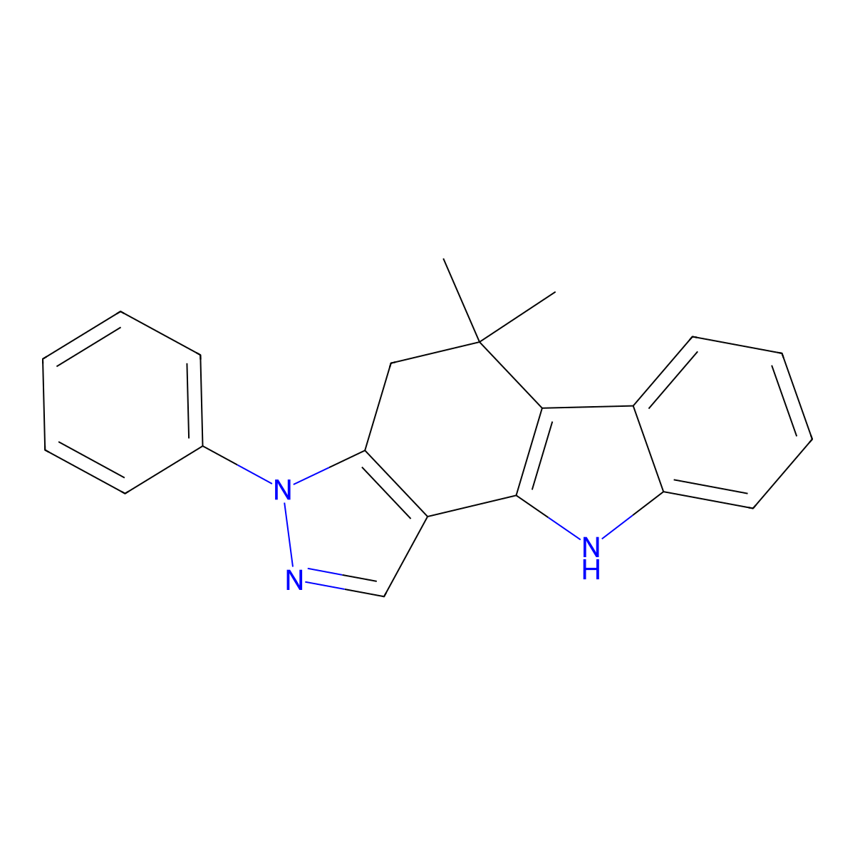 5,5-Dimethyl-3-phenyl-3,4,5,10-tetrahydropyrazolo[4,3-a]carbazole molecular structure, CAS 209973-16-0