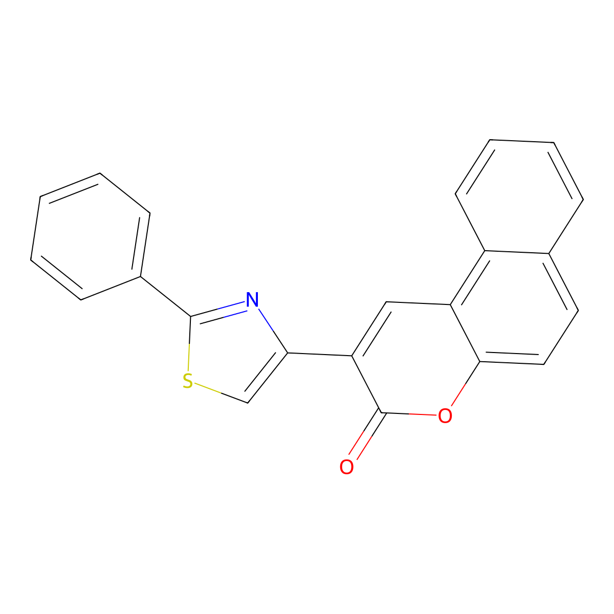 2-(2-phenyl-1,3-thiazol-4-yl)-3H-benzo[f]chromen-3-one molecular structure, CAS 209974-77-6
