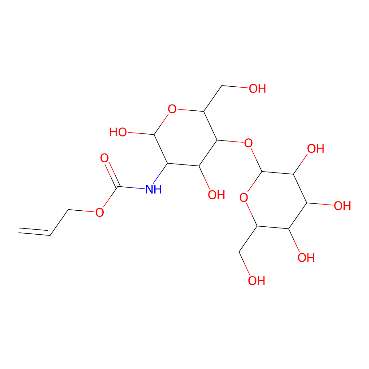 prop-2-enyl N-[2,4-dihydroxy-6-(hydroxymethyl)-5-[3,4,5-trihydroxy-6-(hydroxymethyl)oxan-2-yl]oxyoxan-3-yl]carbamate molecular structure, CAS 209977-55-9