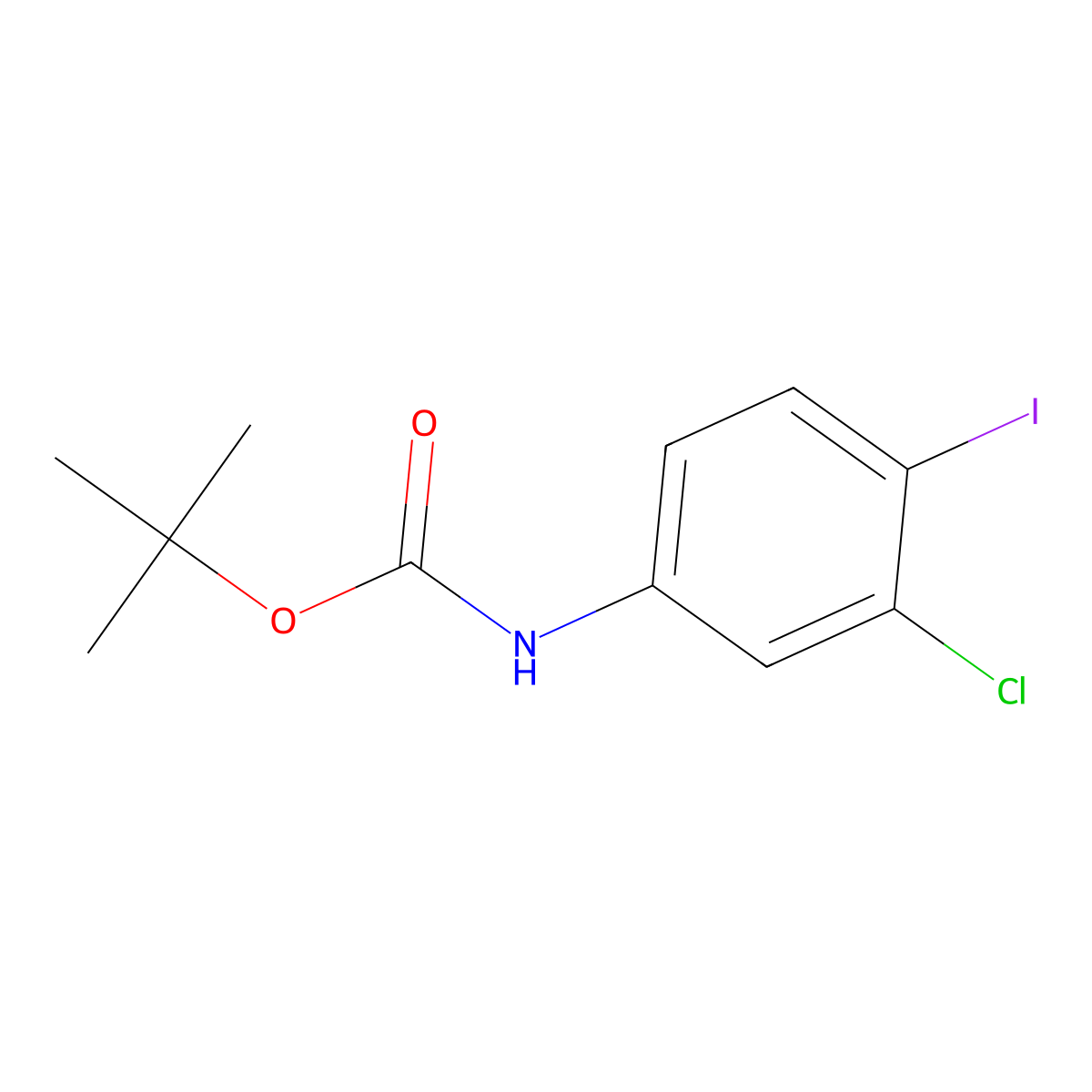 tert-Butyl (3-chloro-4-iodophenyl)carbamate molecular structure, CAS 209995-92-6