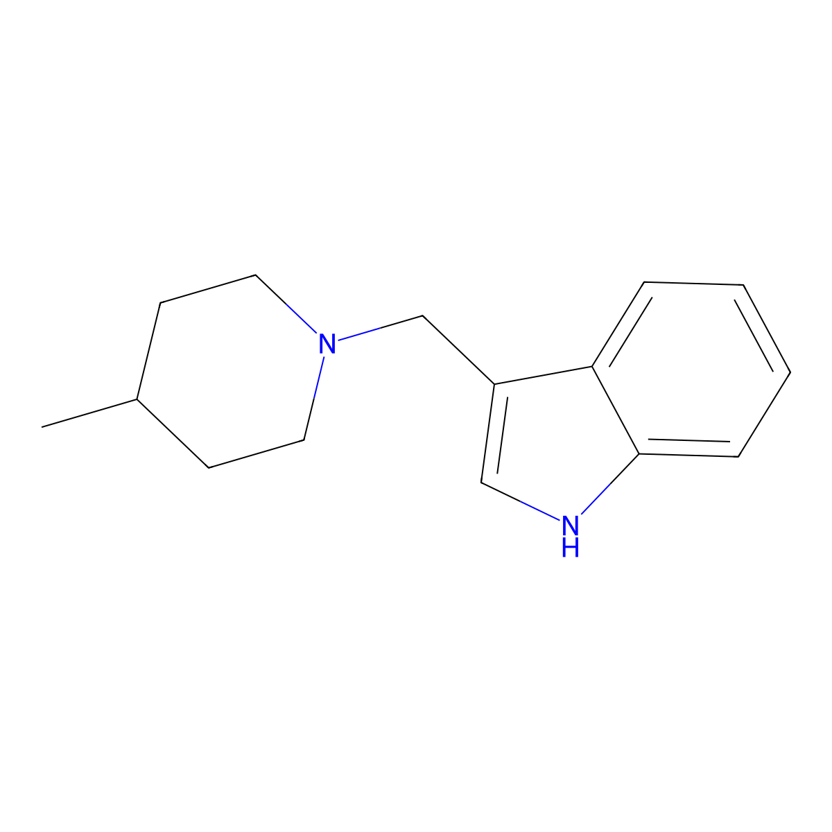 Indole, 3-((4-methylpiperidino)methyl)- molecular structure, CAS 21000-95-3