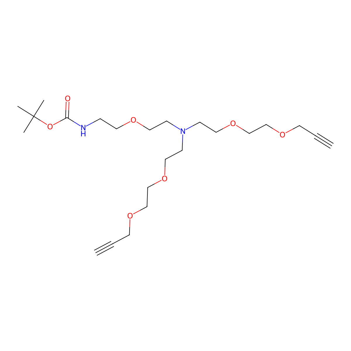 N-(Boc-PEG1)-N-bis(PEG2-propargyl) molecular structure, CAS 2100306-63-4