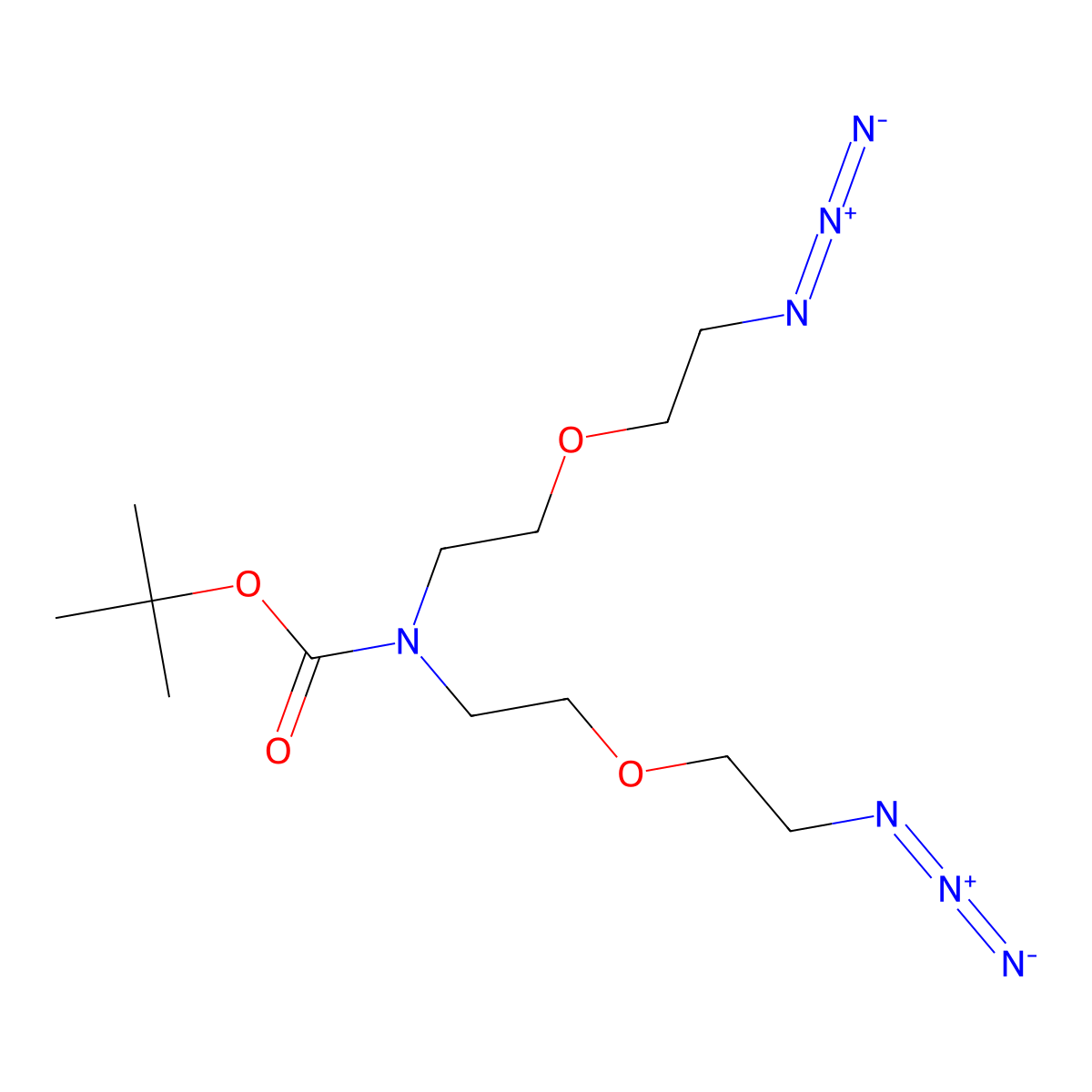 N-Boc-N-bis(PEG1-azide) molecular structure, CAS 2100306-79-2