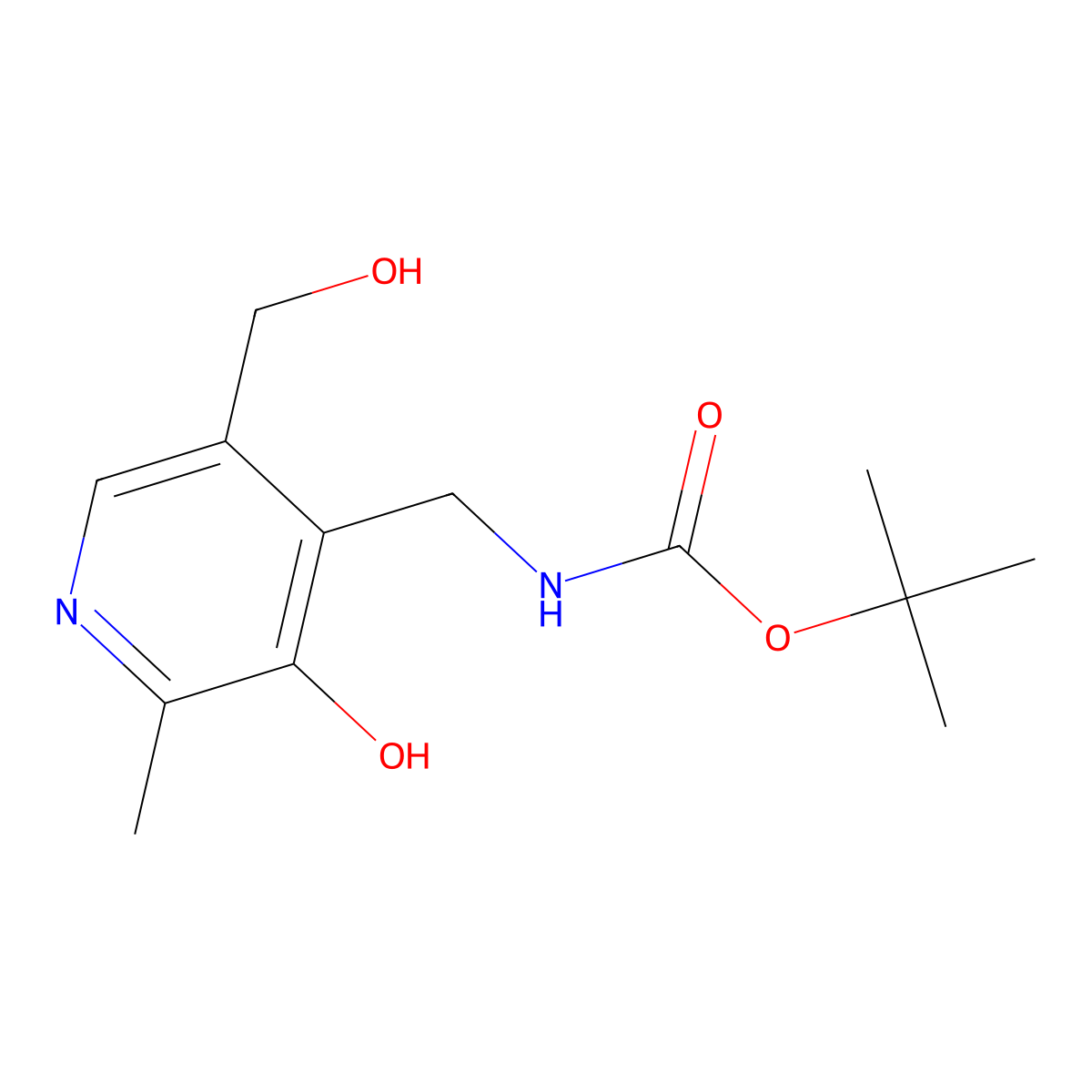 tert-Butyl ((3-hydroxy-5-(hydroxymethyl)-2-methylpyridin-4-yl)methyl)carbamate molecular structure, CAS 210034-86-9
