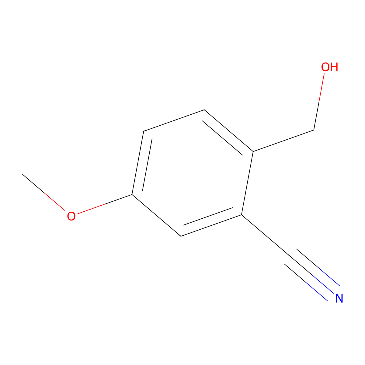 2-(Hydroxymethyl)-5-methoxybenzonitrile molecular structure, CAS 210037-87-9