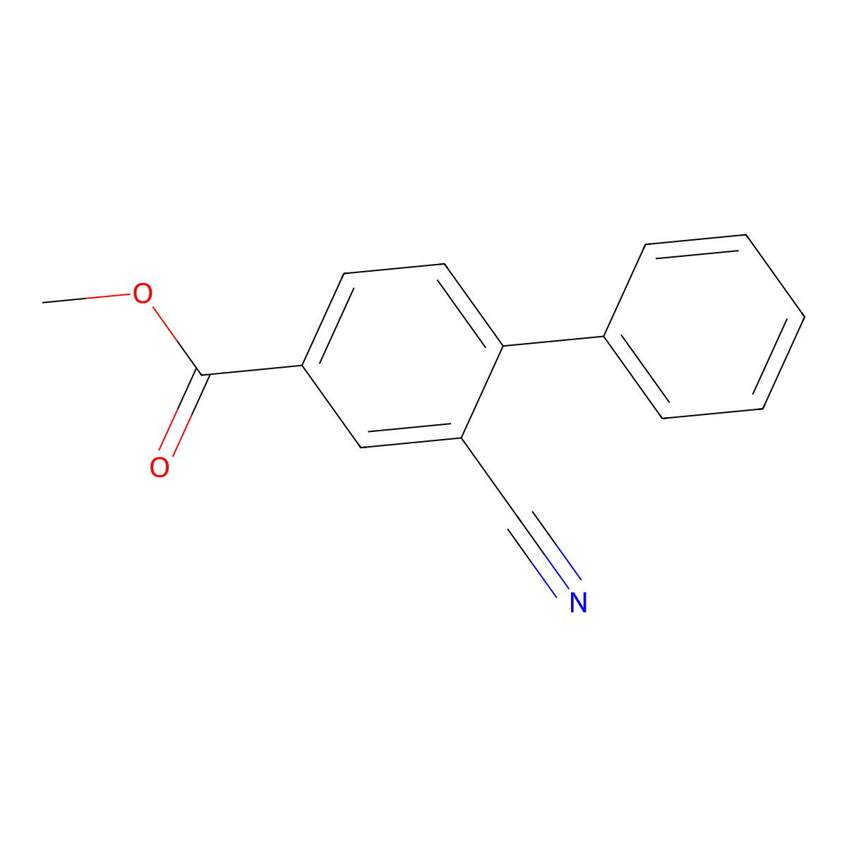 Methyl 2-cyano-4-biphenylcarboxylate molecular structure, CAS 210037-88-0