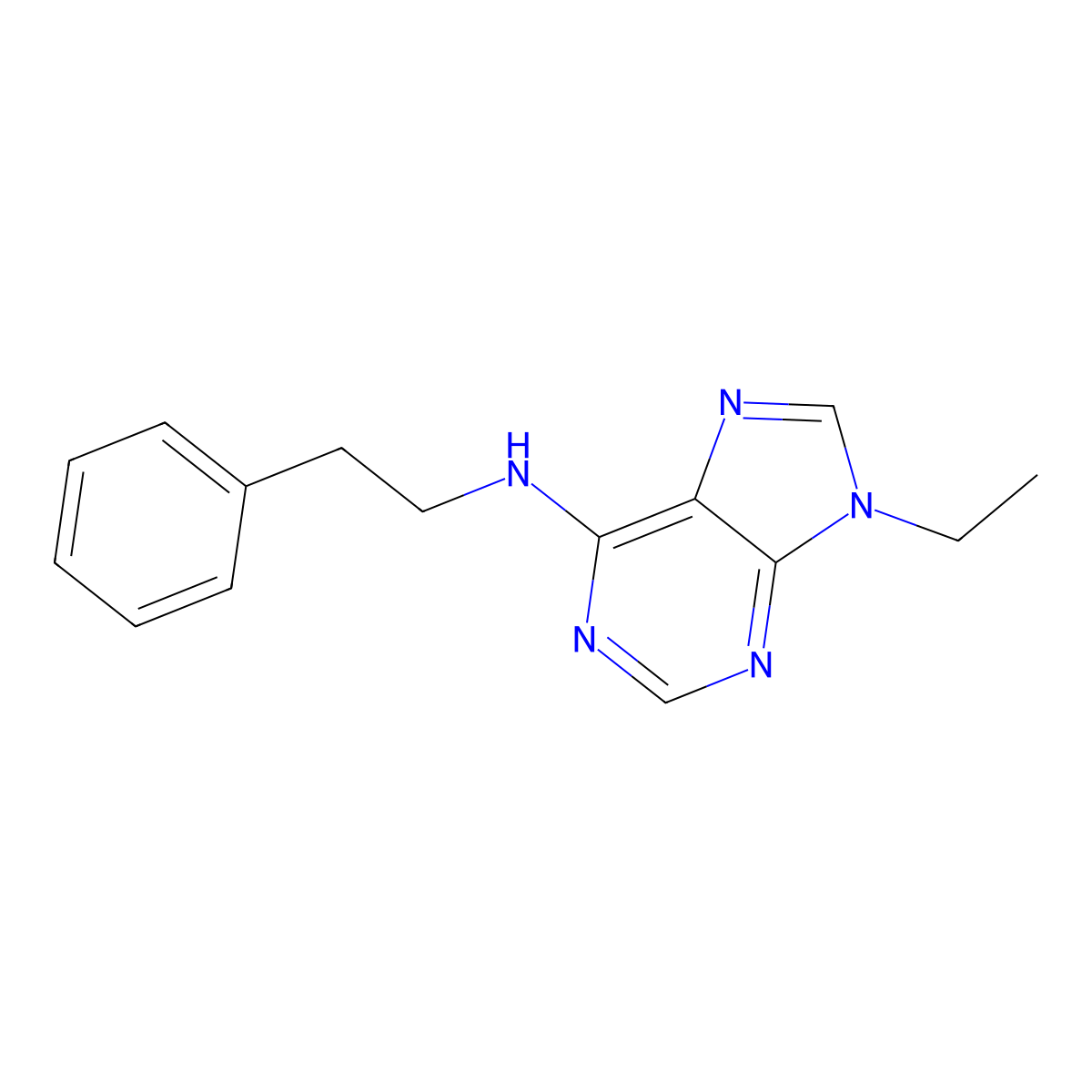 9-ethyl-N-(2-phenylethyl)-9H-purin-6-amine molecular structure, CAS 210046-46-1