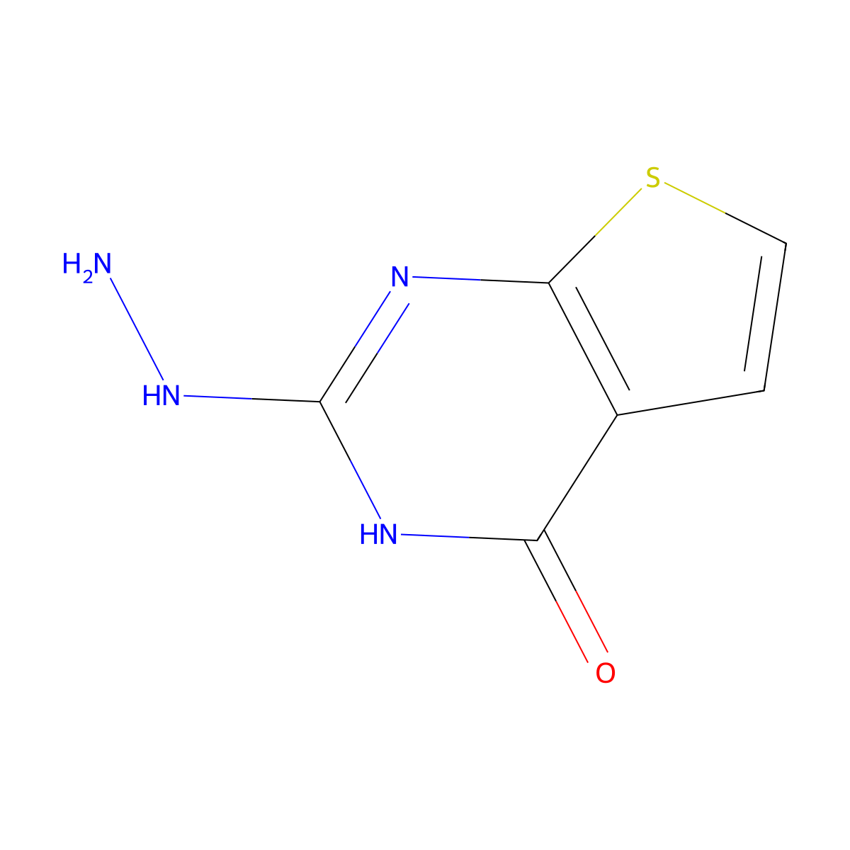 2-hydrazinyl-3H-thieno[2,3-d]pyrimidin-4-one molecular structure, CAS 210051-31-3