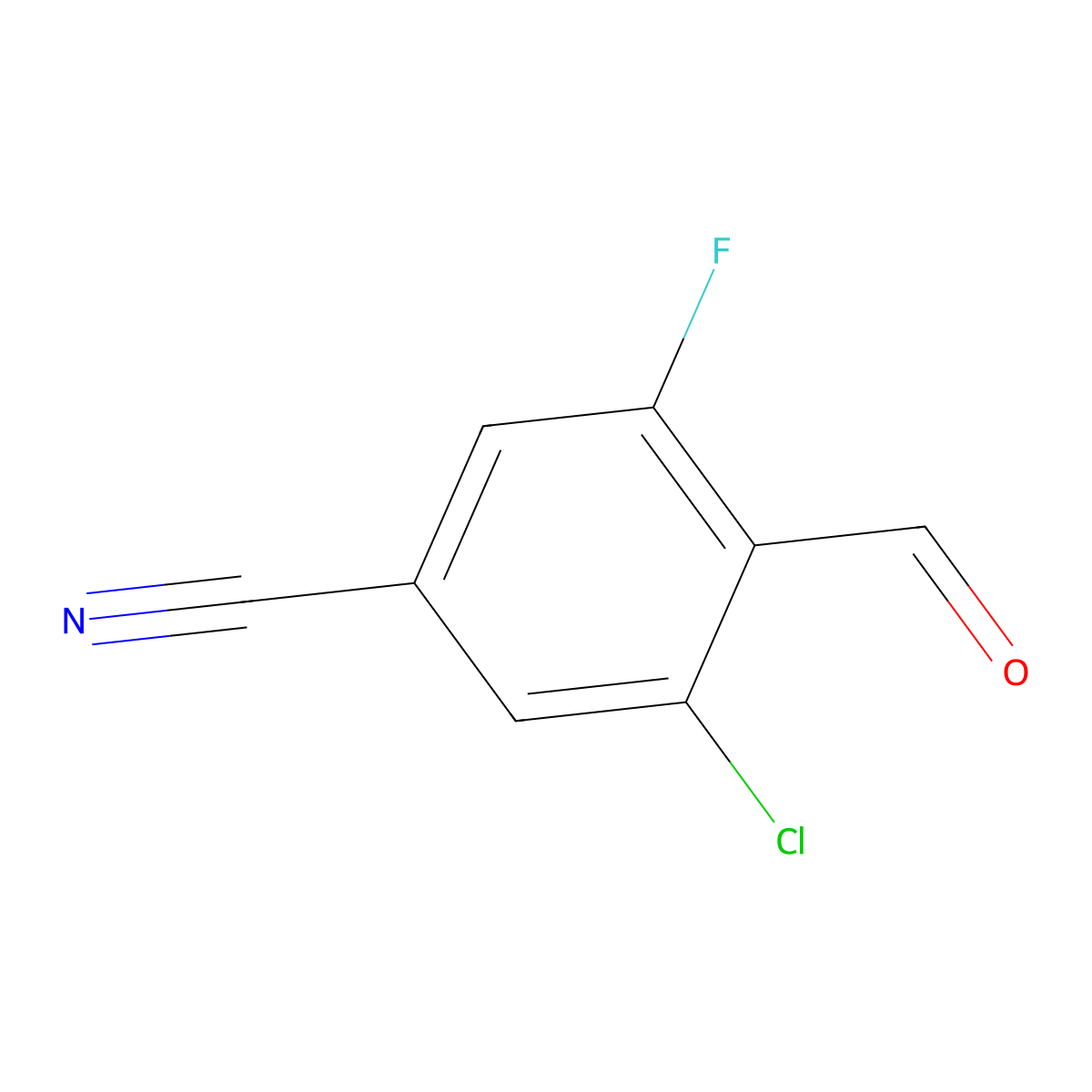 3-Chloro-5-fluoro-4-formylbenzonitrile molecular structure, CAS 2100861-12-7