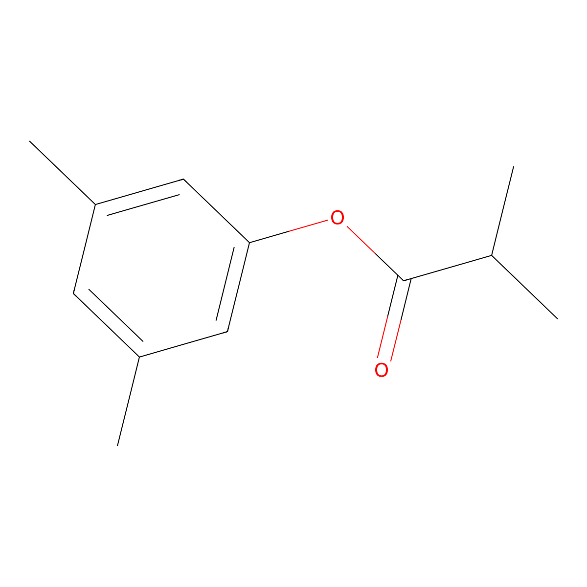 Propanoic acid, 2-methyl-, 3,5-dimethylphenyl ester molecular structure, CAS 21009-93-8