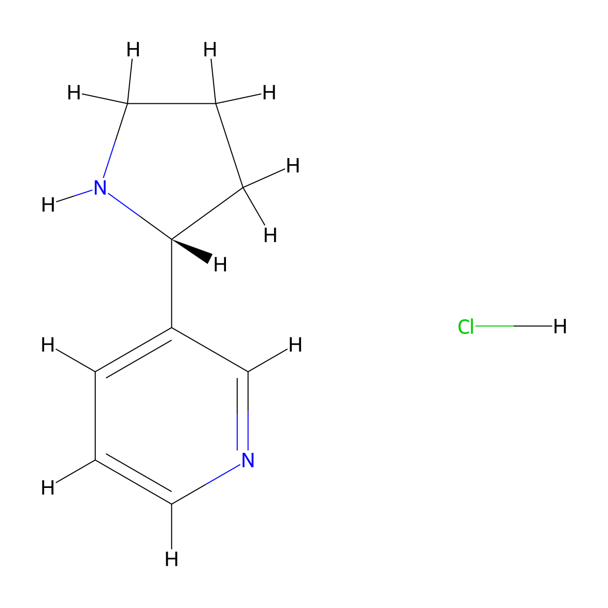 (R)-3-(Pyrrolidin-2-yl)pyridine hydrochloride molecular structure, CAS 210094-28-3