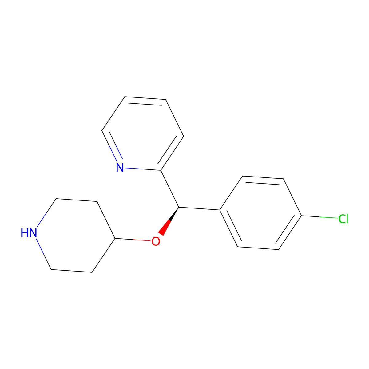 (R)-2-((4-Chlorophenyl)(piperidin-4-yloxy)methyl)pyridine molecular structure, CAS 210095-55-9