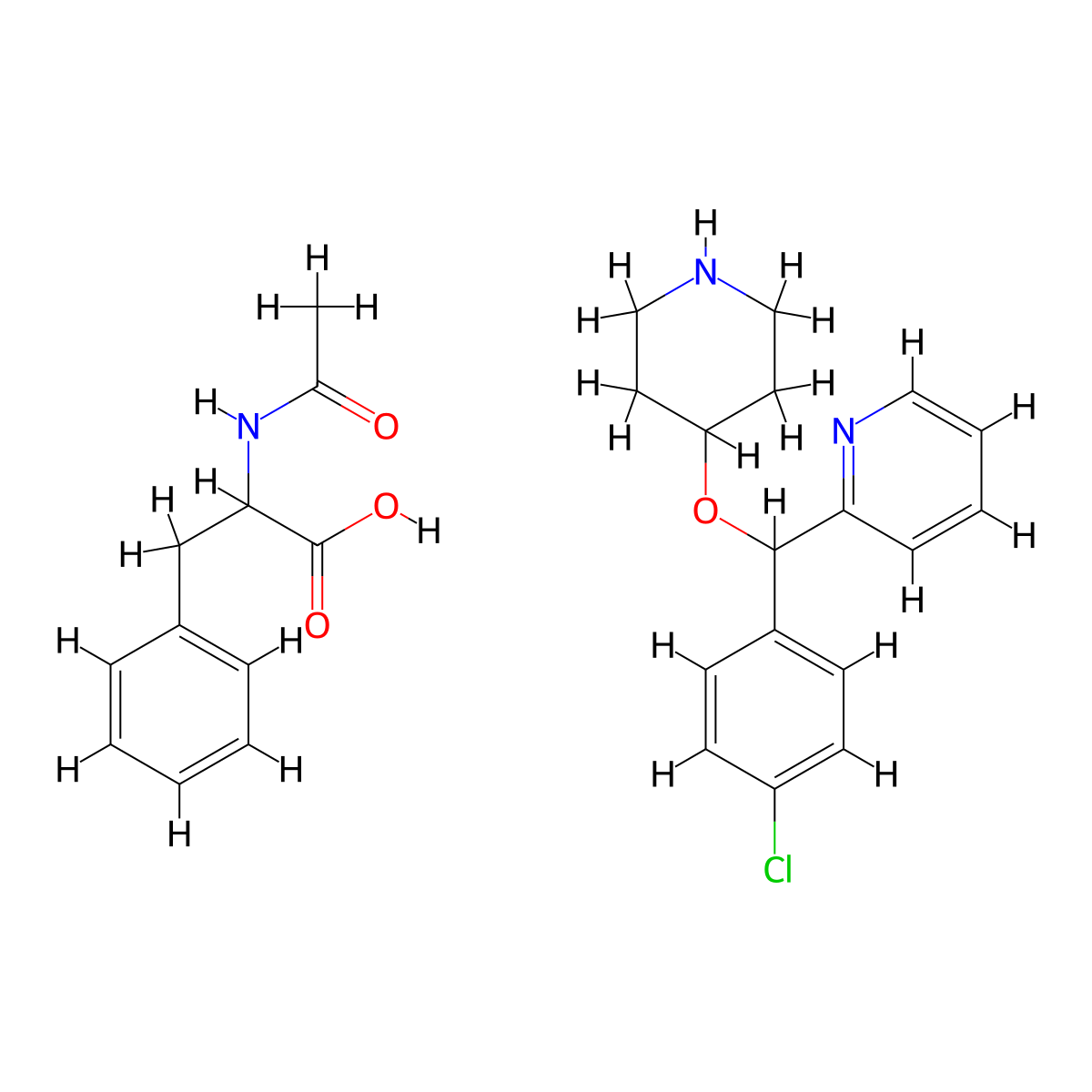 2-Acetamido-3-phenylpropanoic acid;2-[(4-chlorophenyl)-piperidin-4-yloxymethyl]pyridine molecular structure, CAS 210095-66-2