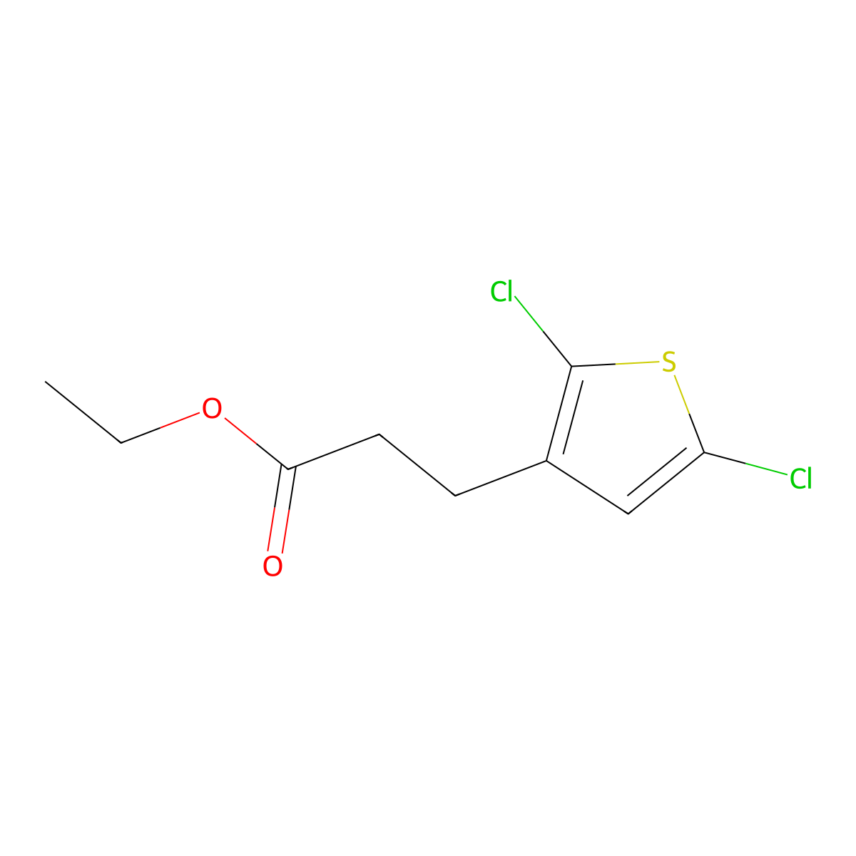 Ethyl 3-(2,5-dichlorothiophen-3-yl)propanoate molecular structure, CAS 210098-11-6