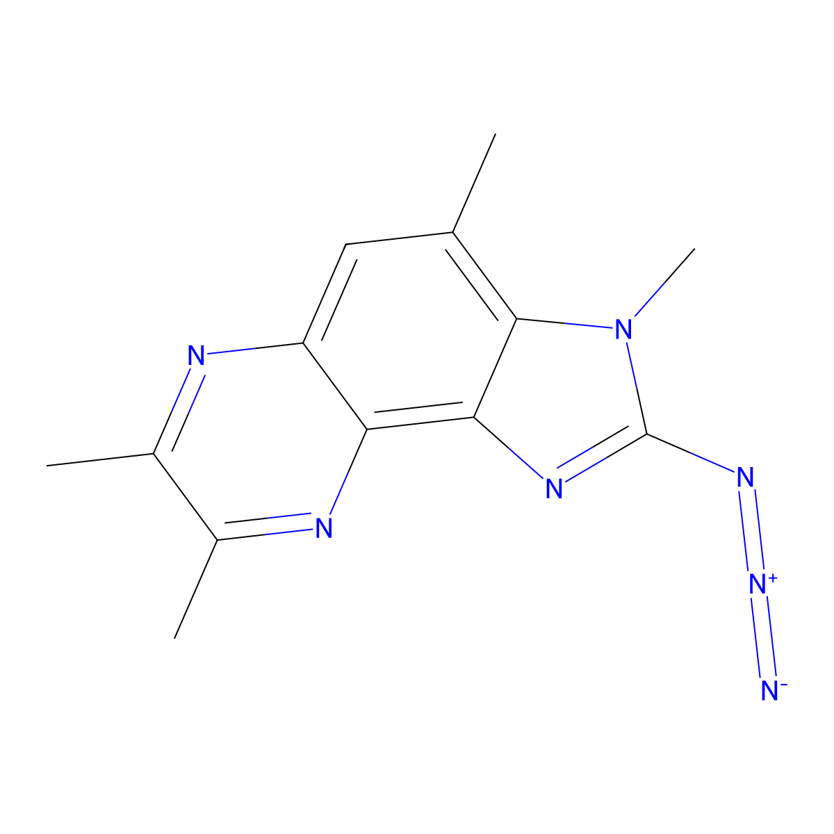 2-azido-3,4,7,8-tetramethyl-3H-imidazo[4,5-f]quinoxaline molecular structure, CAS 210100-57-5