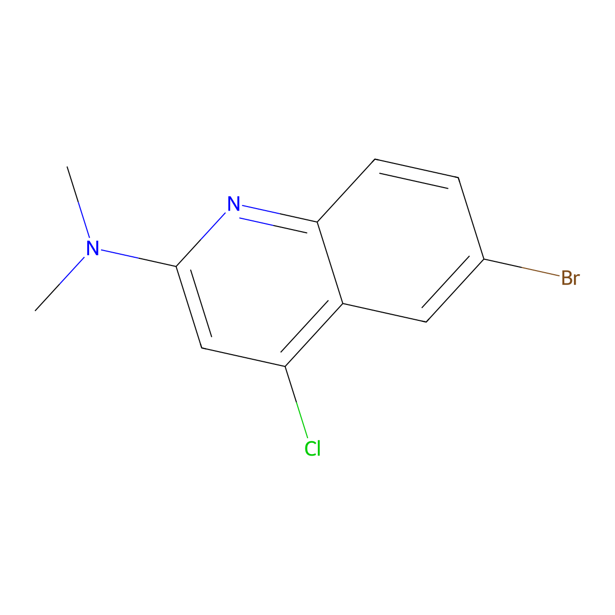 6-bromo-4-chloro-N,N-dimethylquinolin-2-amine molecular structure, CAS 210108-51-3