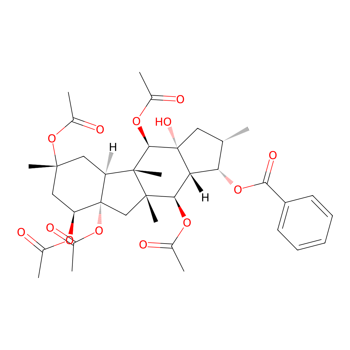 5,8,9,10,14-Pentaacetoxy-3-benzoyloxy-15-hydroxypepluane molecular structure, CAS 210108-91-1