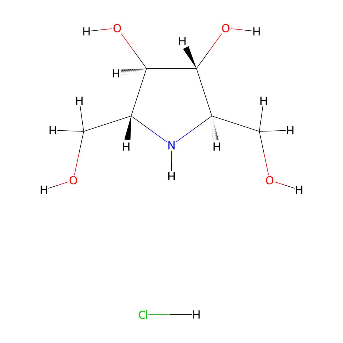 2,5-Dideoxy-2,5-imino-D-mannitol hcl molecular structure, CAS 210115-92-7