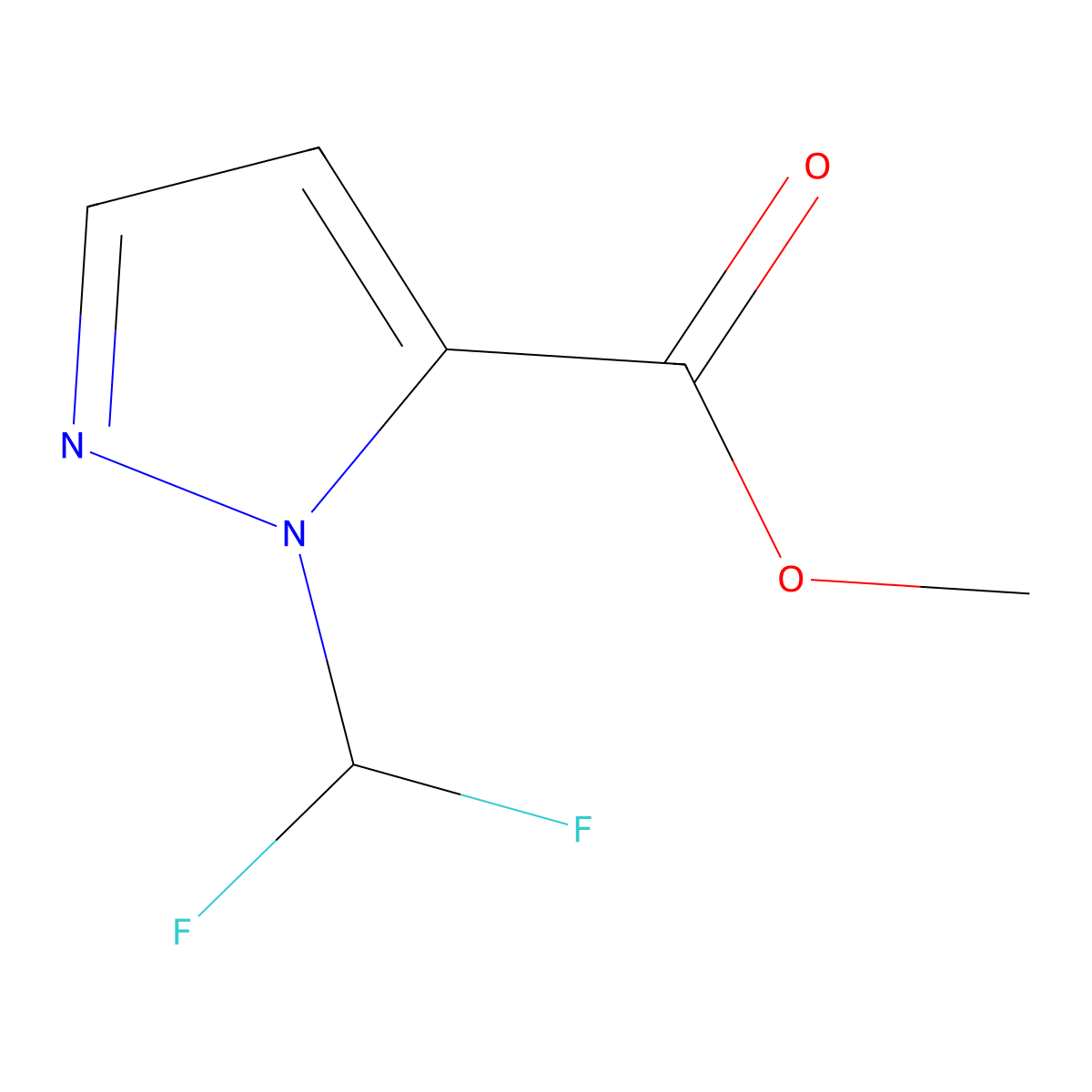 Methyl 1-(difluoromethyl)-1H-pyrazole-5-carboxylate molecular structure, CAS 2101195-08-6