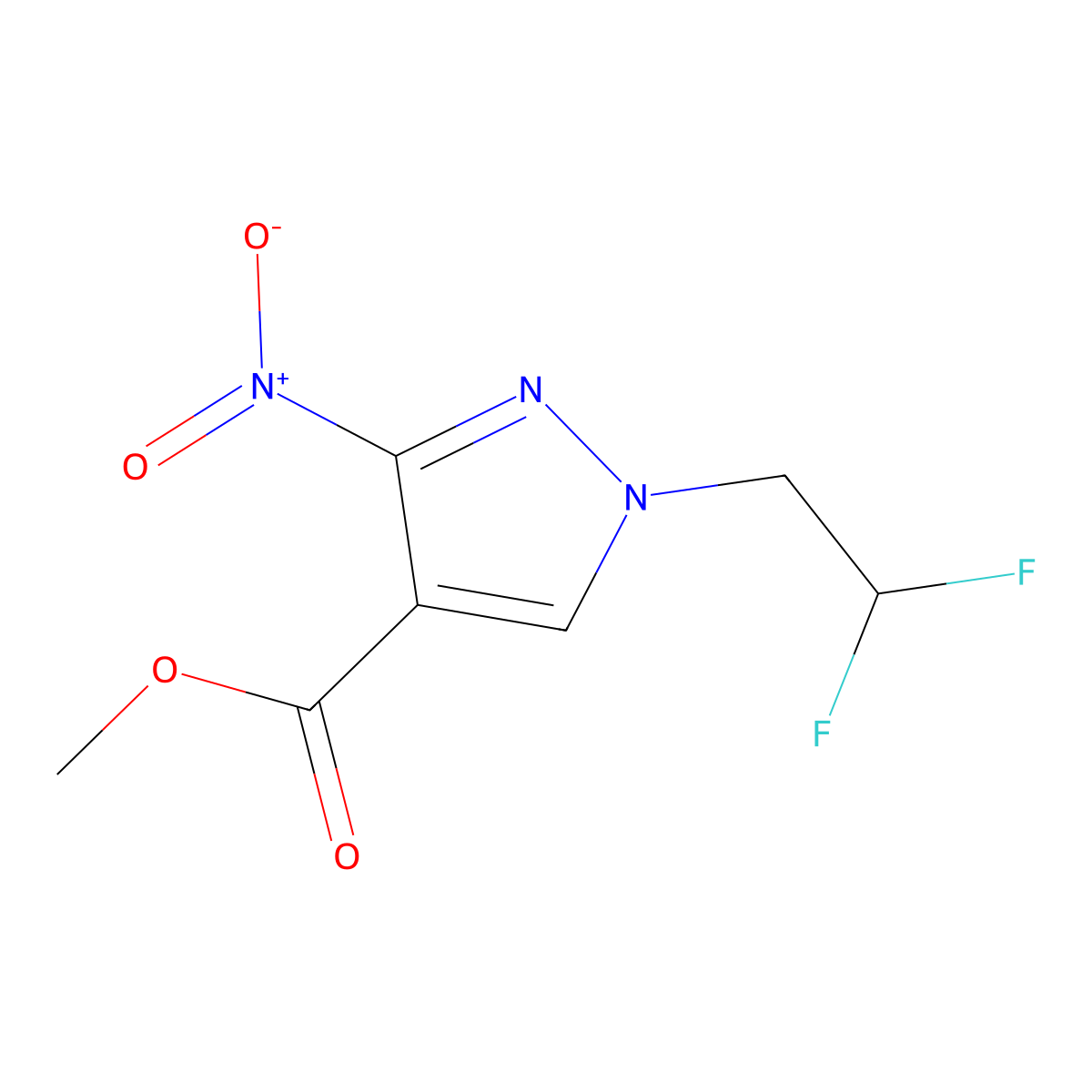Methyl 1-(2,2-difluoroethyl)-3-nitro-1H-pyrazole-4-carboxylate molecular structure, CAS 2101195-09-7