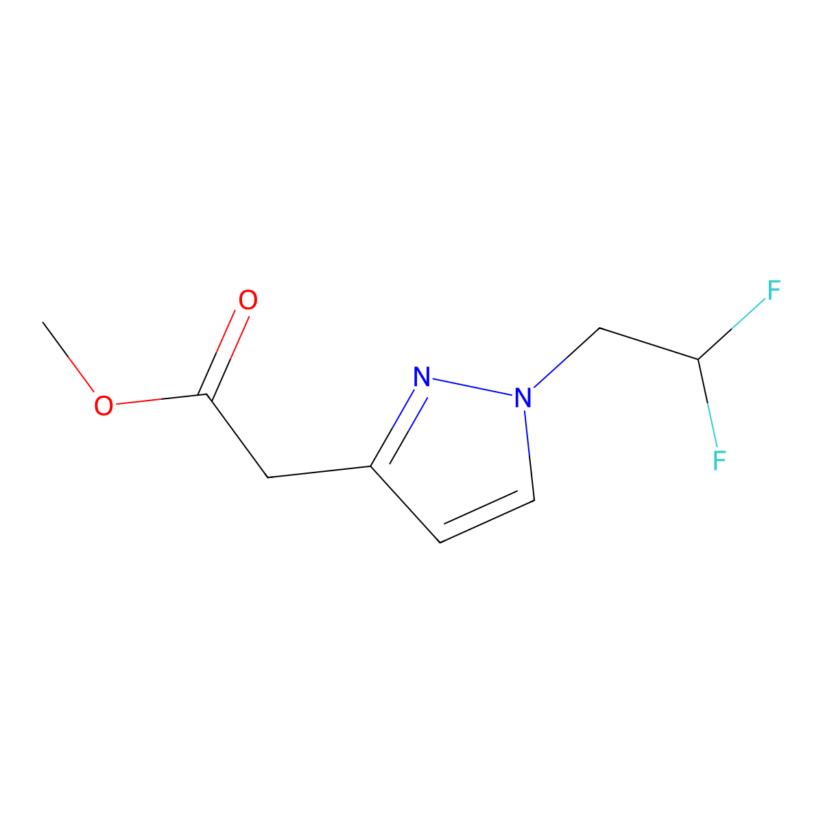 Methyl [1-(2,2-difluoroethyl)-1H-pyrazol-3-yl]acetate molecular structure, CAS 2101195-16-6