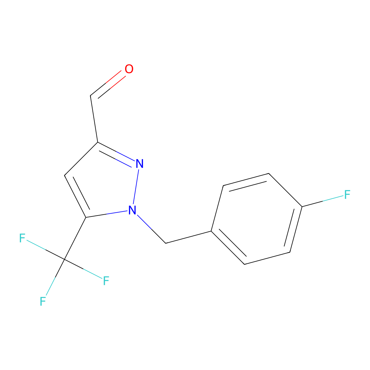 1-(4-Fluorobenzyl)-5-(trifluoromethyl)-1H-pyrazole-3-carbaldehyde molecular structure, CAS 2101195-22-4