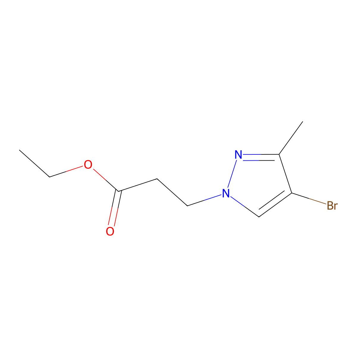 Ethyl 3-(4-bromo-3-methyl-1H-pyrazol-1-yl)propanoate molecular structure, CAS 2101195-37-1