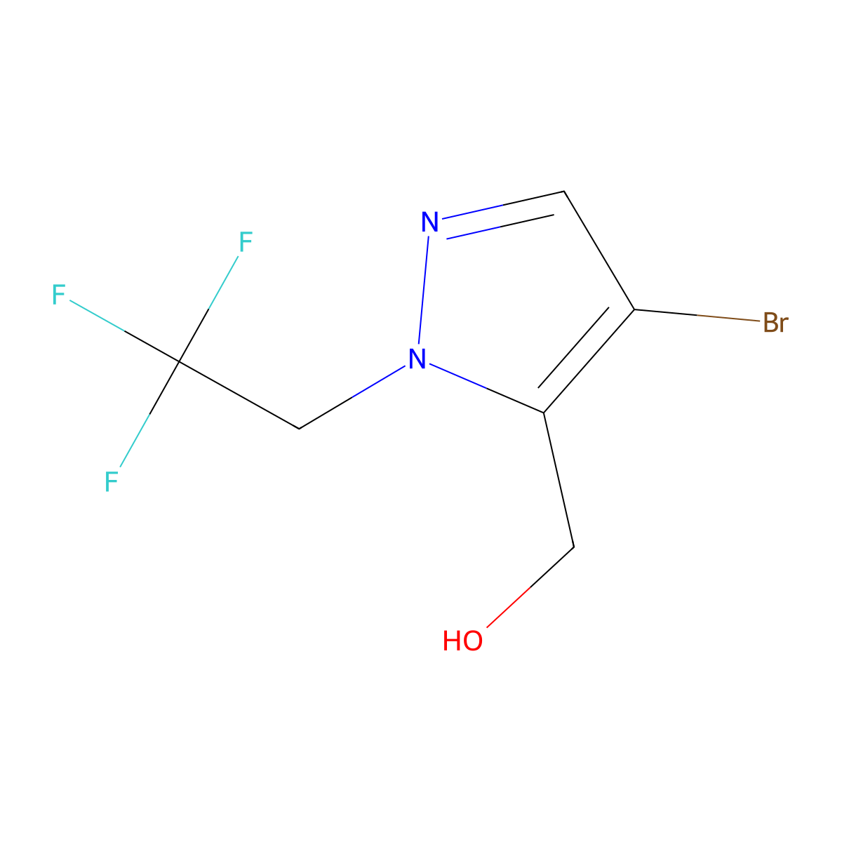 [4-Bromo-1-(2,2,2-trifluoroethyl)-1H-pyrazol-5-yl]methanol molecular structure, CAS 2101195-63-3
