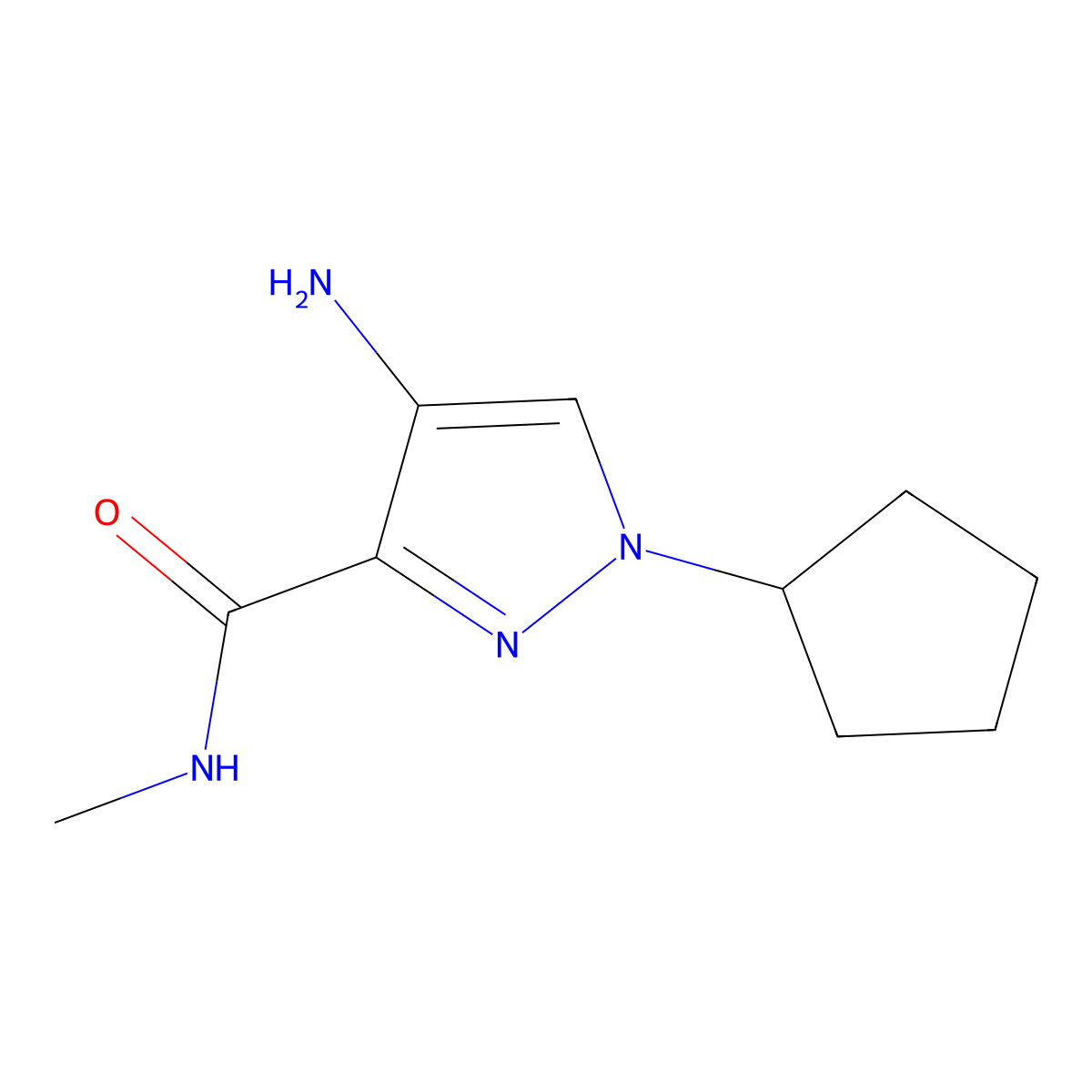 4-Amino-1-cyclopentyl-N-methyl-1H-pyrazole-3-carboxamide molecular structure, CAS 2101195-76-8