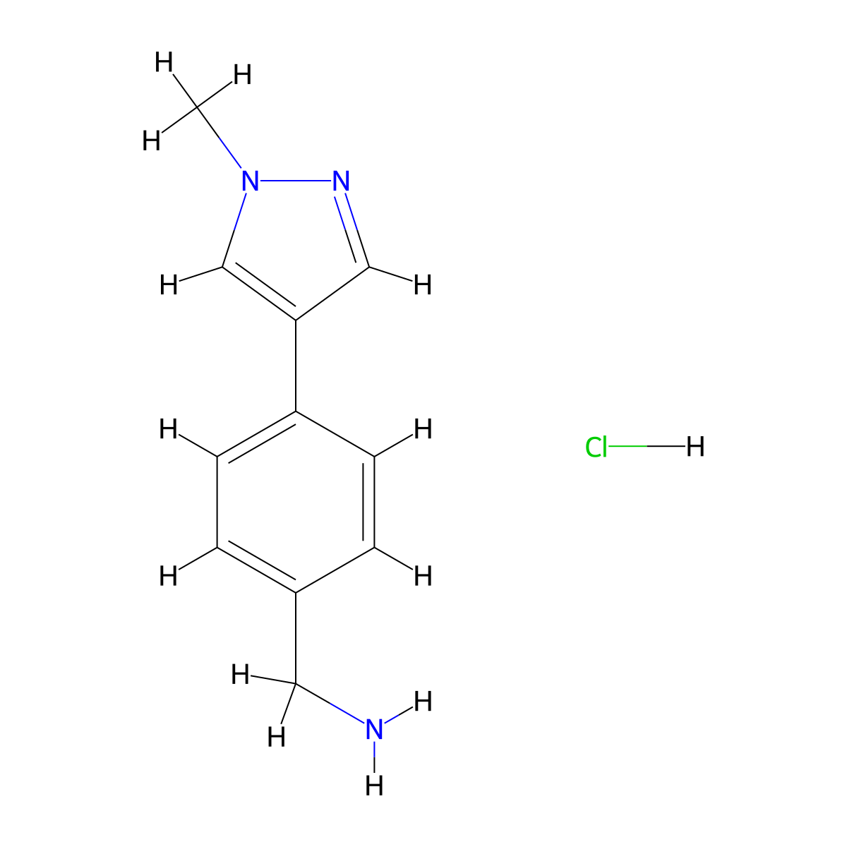 [4-(1-Methylpyrazol-4-yl)phenyl]methanamine;hydrochloride molecular structure, CAS 2101195-85-9