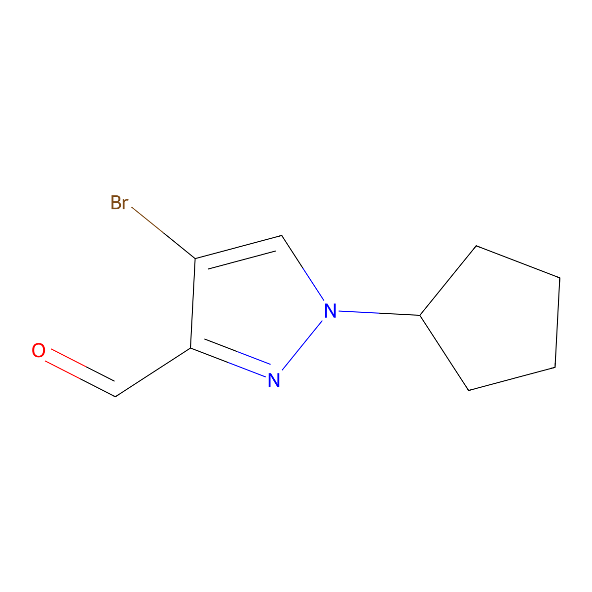 4-Bromo-1-cyclopentyl-1H-pyrazole-3-carbaldehyde molecular structure, CAS 2101195-92-8