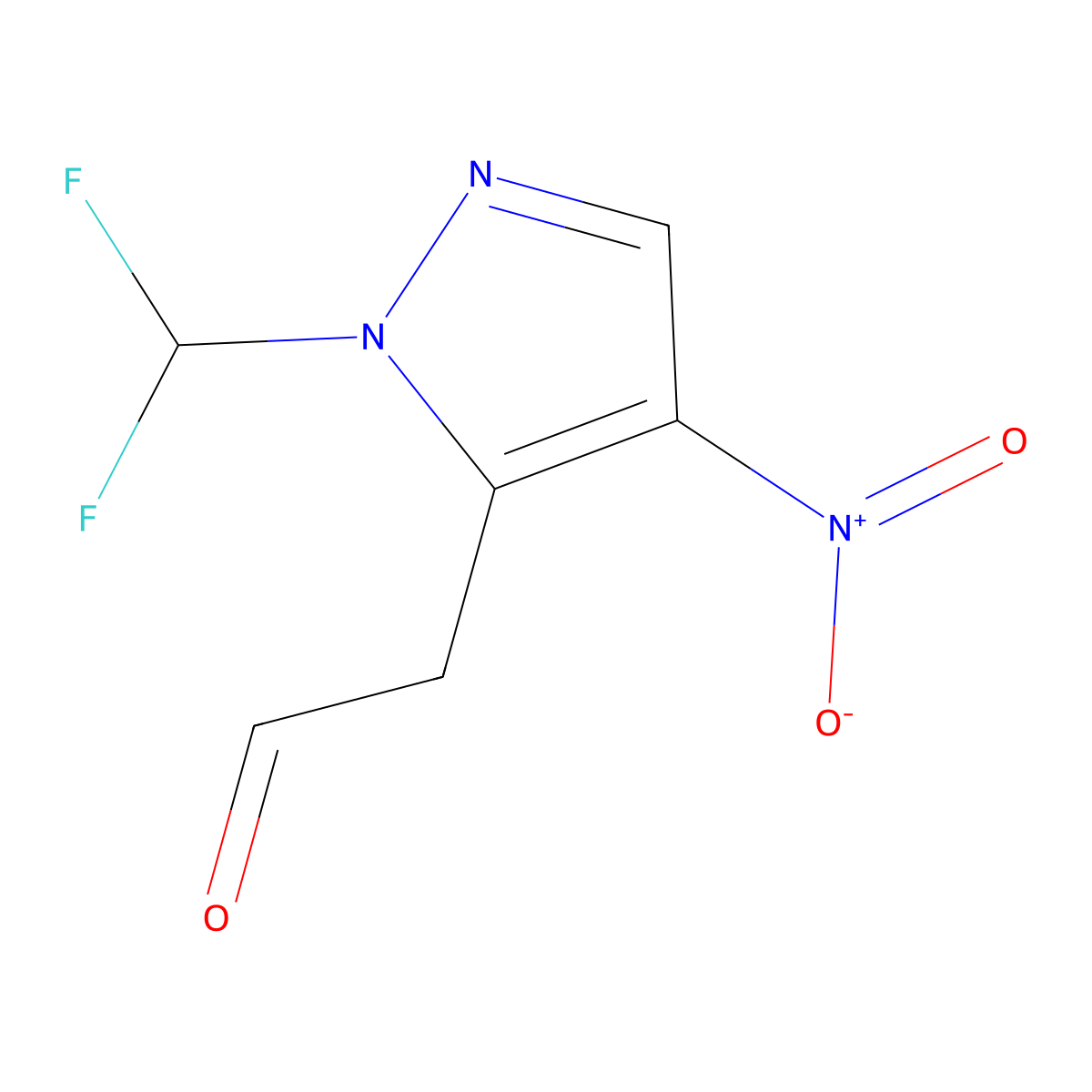 [1-(Difluoromethyl)-4-nitro-1H-pyrazol-5-yl]acetaldehyde molecular structure, CAS 2101195-97-3