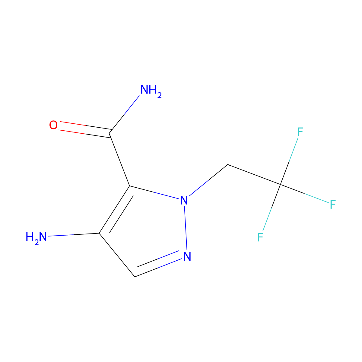 4-Amino-1-(2,2,2-trifluoroethyl)-1H-pyrazole-5-carboxamide molecular structure, CAS 2101196-43-2
