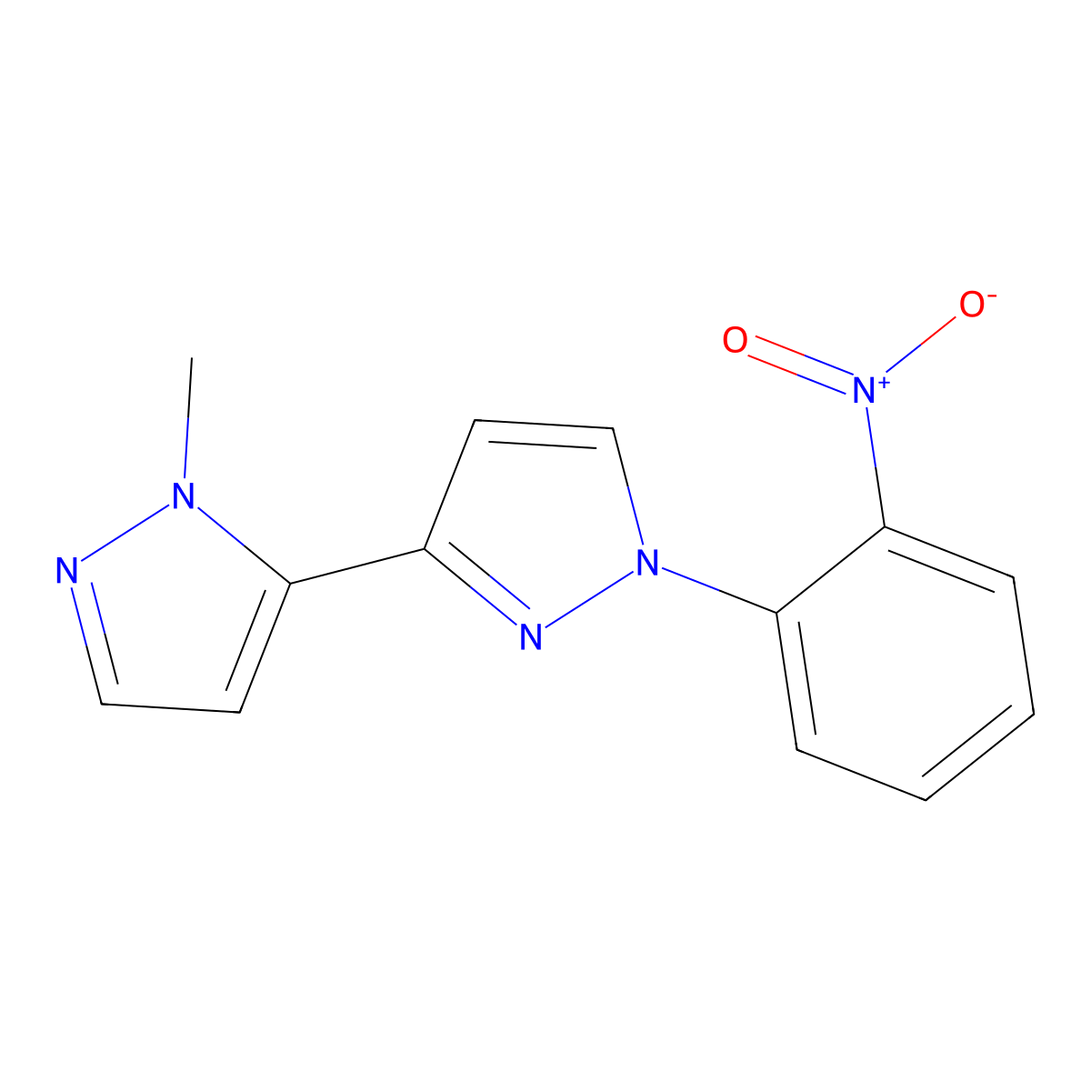 2'-Methyl-1-(2-nitrophenyl)-1H,2'H-3,3'-bipyrazole molecular structure, CAS 2101196-85-2