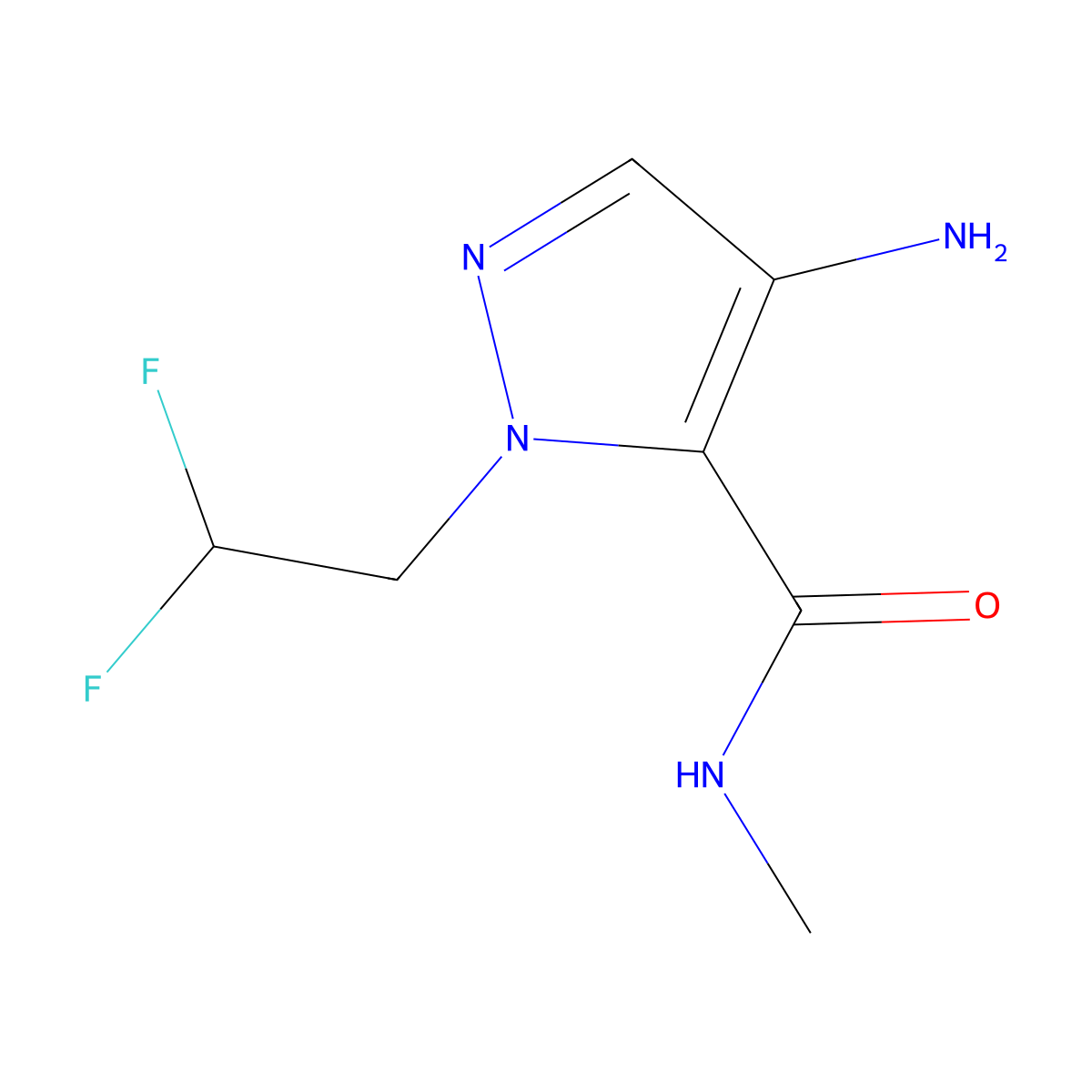 4-Amino-1-(2,2-difluoroethyl)-N-methyl-1H-pyrazole-5-carboxamide molecular structure, CAS 2101197-03-7