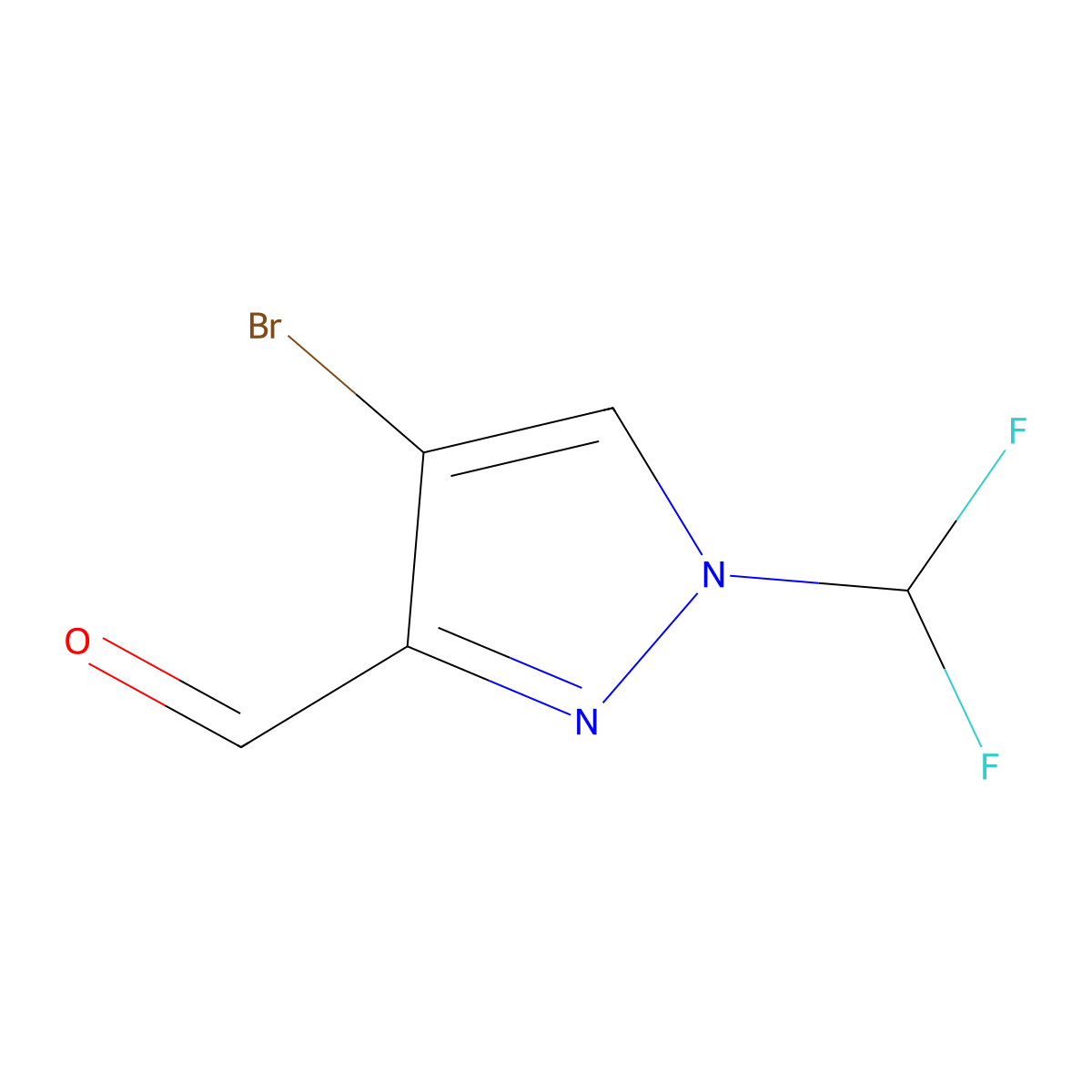 4-bromo-1-(difluoromethyl)-1H-pyrazole-3-carbaldehyde molecular structure, CAS 2101197-50-4