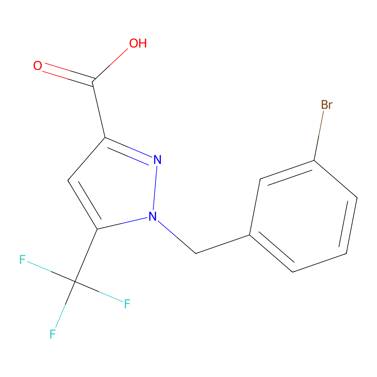 1-(3-Bromobenzyl)-5-(trifluoromethyl)-1H-pyrazole-3-carboxylic acid molecular structure, CAS 2101197-53-7